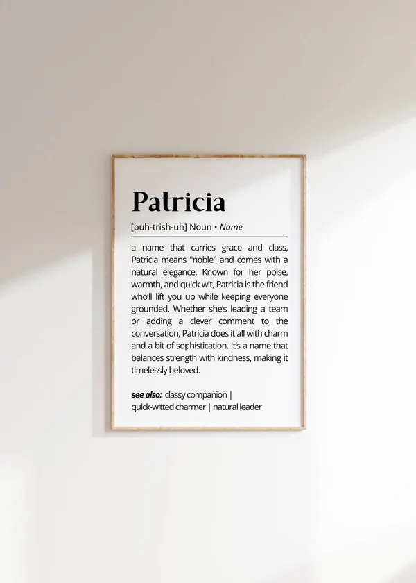 Patricia Name Definition Poster, Personalized Name Decor