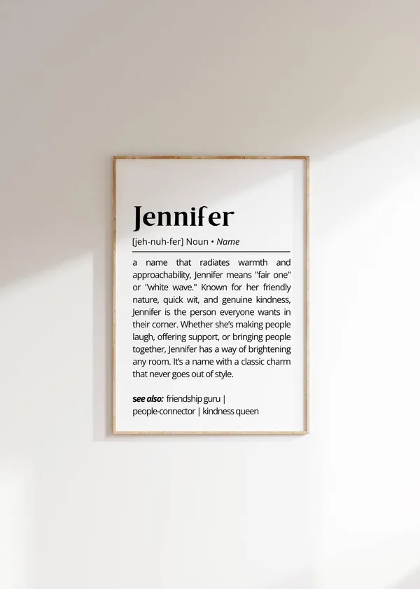Jennifer Name Definition Personalized Art Print