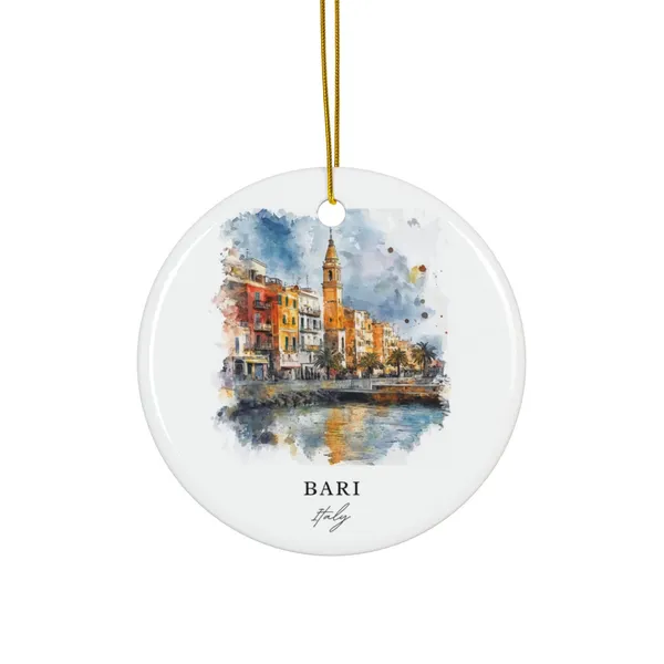 Bari Italy Christmas Ornament Travel Poster