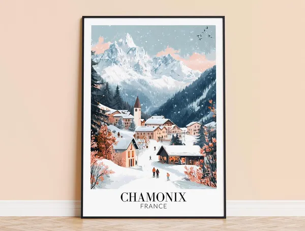 Chamonix France Travel Poster, Europe Wall Decor