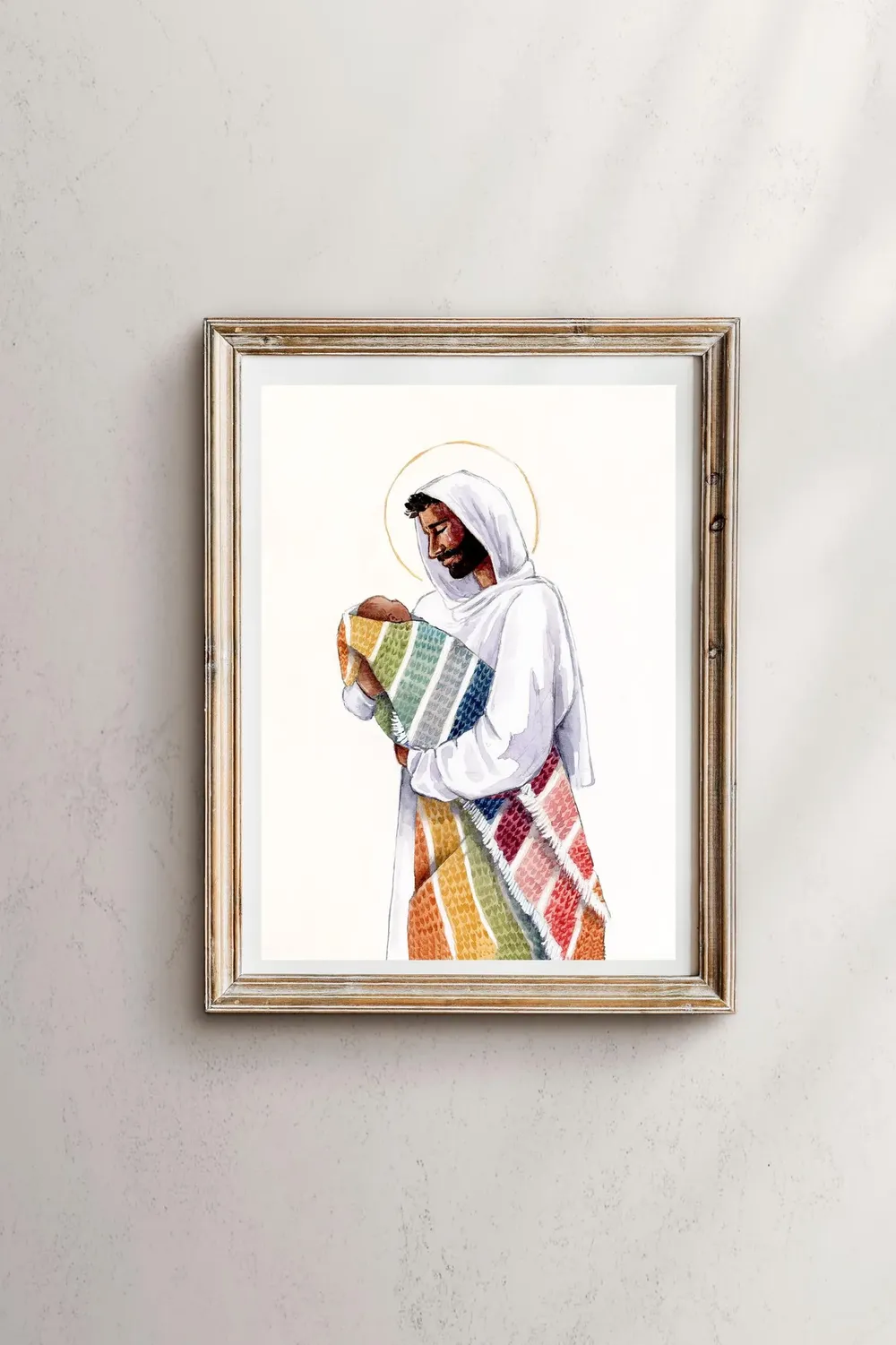 Jesus With Rainbow Baby Art Print, Pregnancy Gift