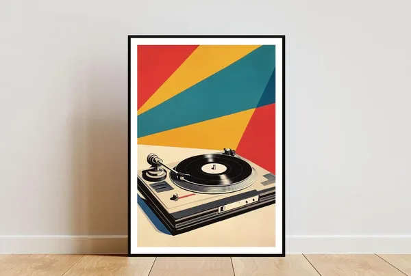 Retro Record Player Poster, Vintage Music Art Print
