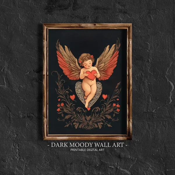 Cupid With Heart Romantic Wall Art Print