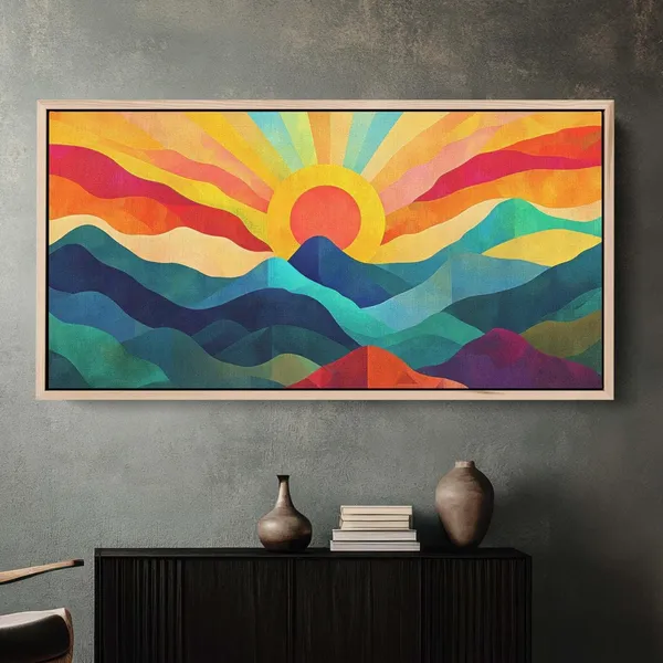 Sunshine Mountain Sunset Art Print, Mid-Century Modern