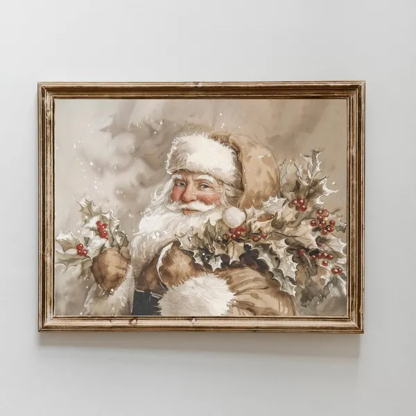 Vintage Rustic Modern Santa Claus Art Print