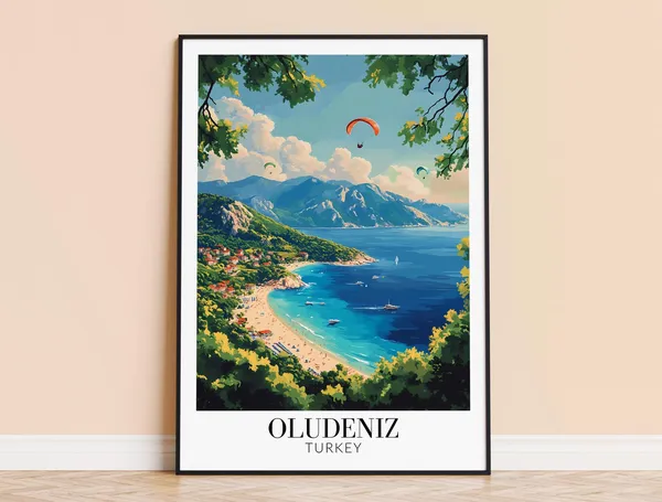 Oludeniz Turkey Travel Poster, Travel Wall Art