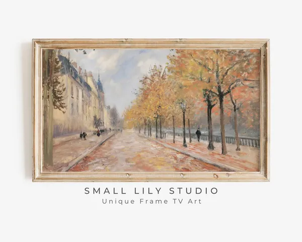 Fall Trees In Paris Vintage Style Art Print