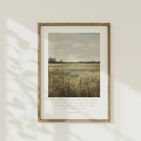 Psalm 287 Wildflower Landscape Art Print, Vintage Fall