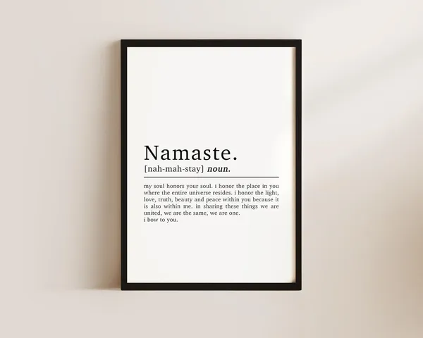 Namaste Definition Yoga Quote Art Print, Positive Mantra