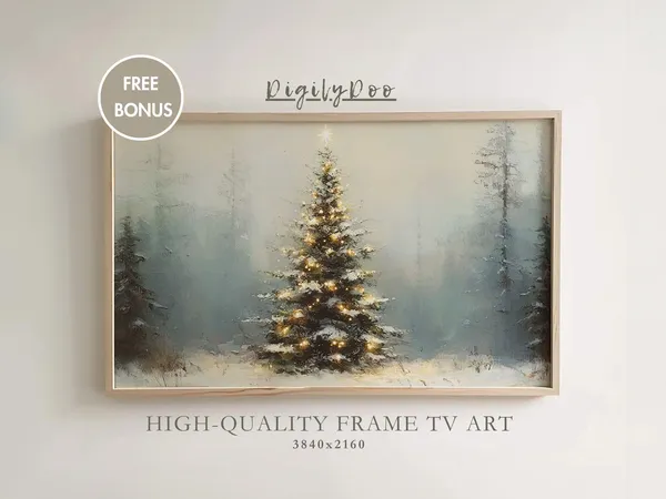 Christmas Pine Tree Rustic Winter Holiday Art Print