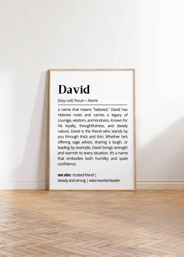 David Name Definition Personalized Wall Art Print