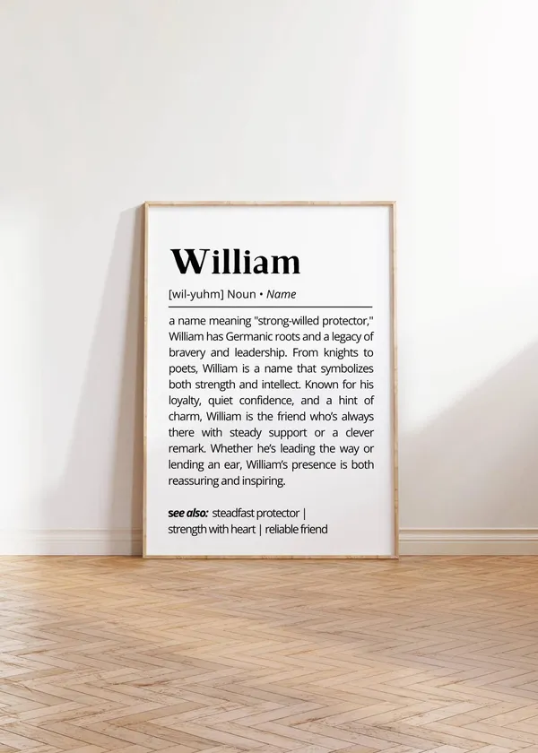 William Name Definition Personalized Minimalist Poster