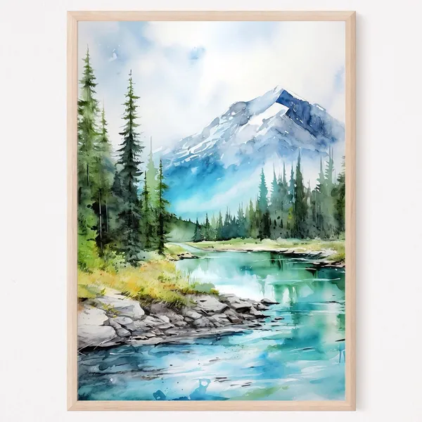 Banff Watercolor Travel Poster