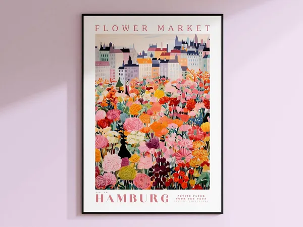 Flower Market Hamburg, Germany Travel Art Print