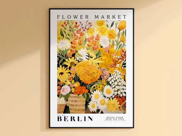 Flower Market Berlin, Germany Travel Poster