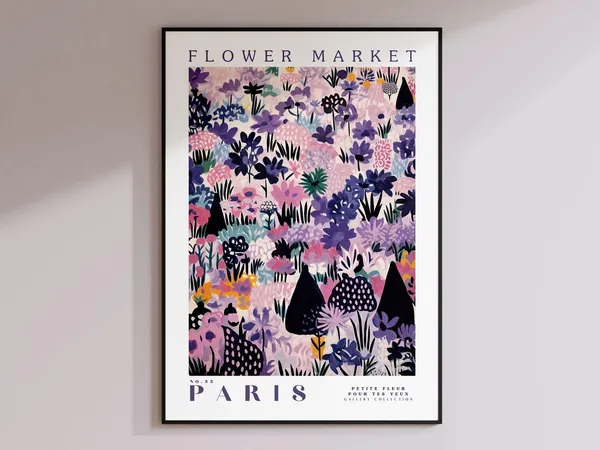 Flower Market Paris, France Travel Botanical Art Print