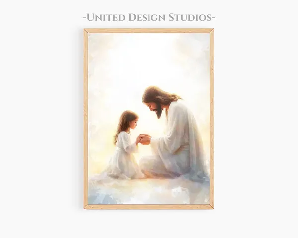 Jesus Christ With a Young Girl Christian Art Print