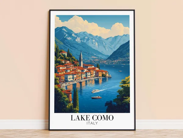 Lake Como Italy Travel Poster, Europe Wall Decor