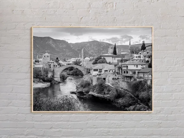 Bosnia Herzegovina Black And White Travel Poster