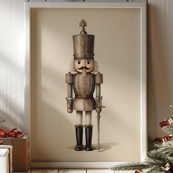 Christmas Nutcracker Vintage Rustic Holiday Poster