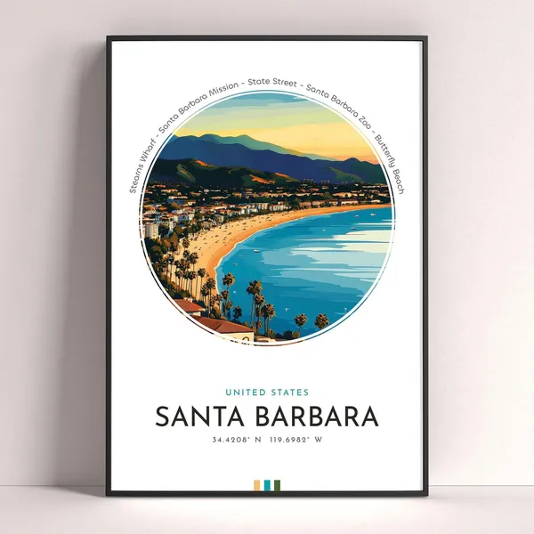 Santa Barbara City Travel Poster, United States