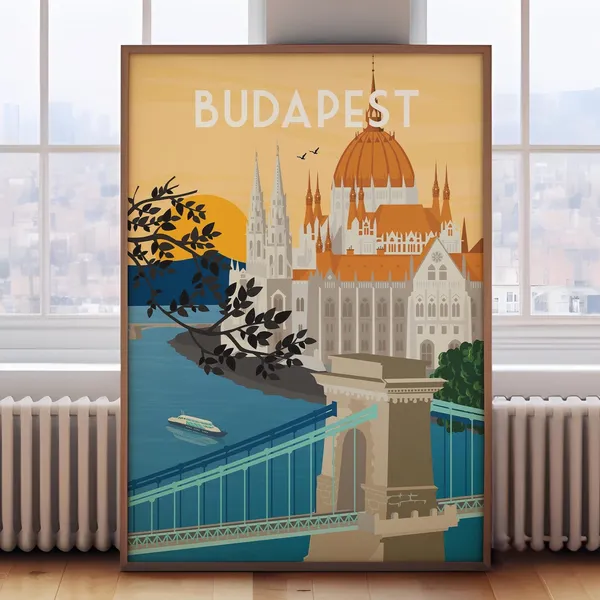 Budapest Travel Poster, Hungary City Art Print