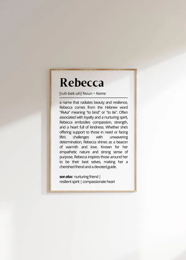 Rebecca Name Definition Minimalist Typography Art Print
