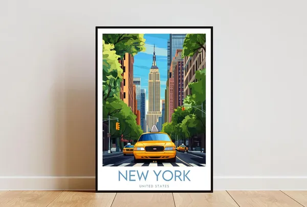 New York Travel Poster, United States Travel Art