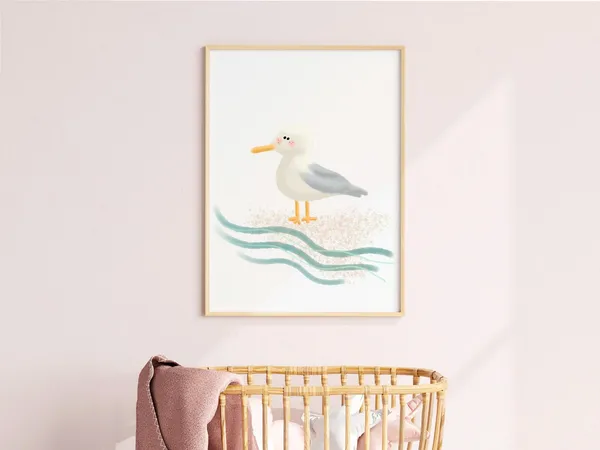 Seagull Ocean Nursery Decor, Nautical Wall Art