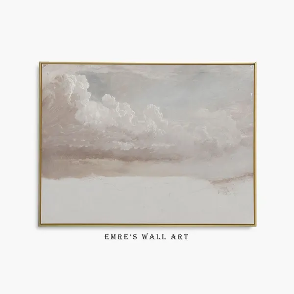 Vintage Cloud Study Art Print, Neutral Landscape