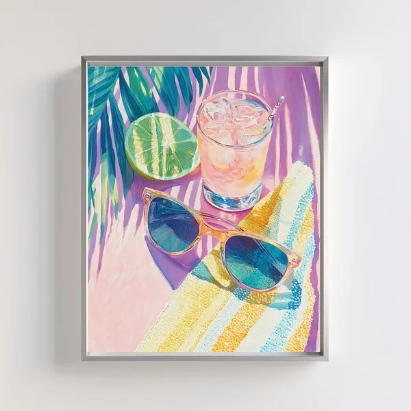 Tropical Beach Retro Sunglasses Cocktail Art Print