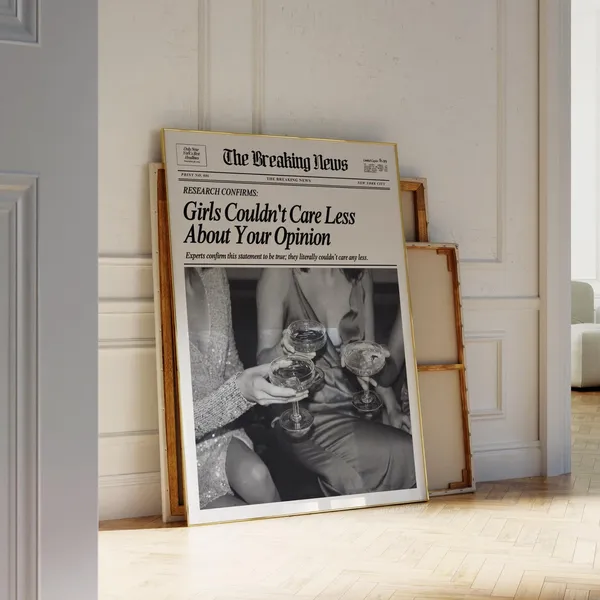Newspaper Poster, Black and White Retro Wall Art