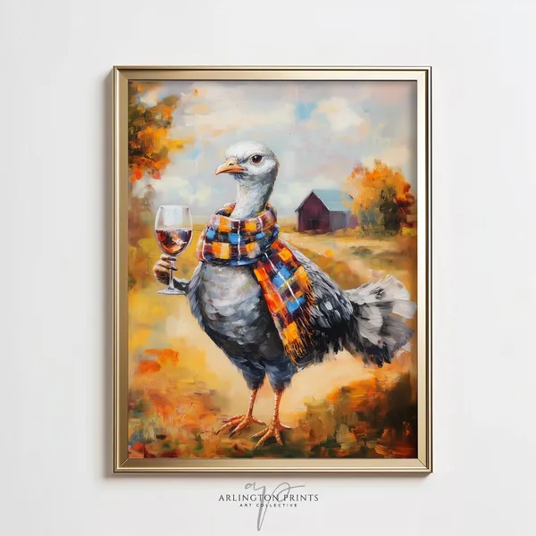 Thanksgiving Turkey Art Print, Whimsical Fall Decor