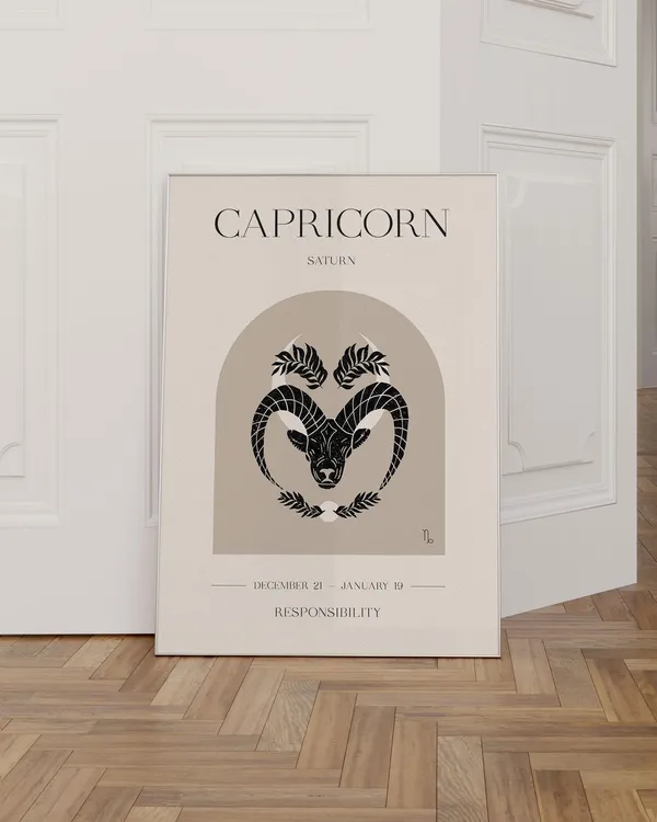 Capricorn Zodiac Sign Boho Art Print