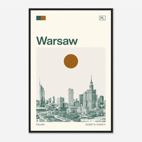 Warsaw Poland Minimalist Monochrome Travel Poster