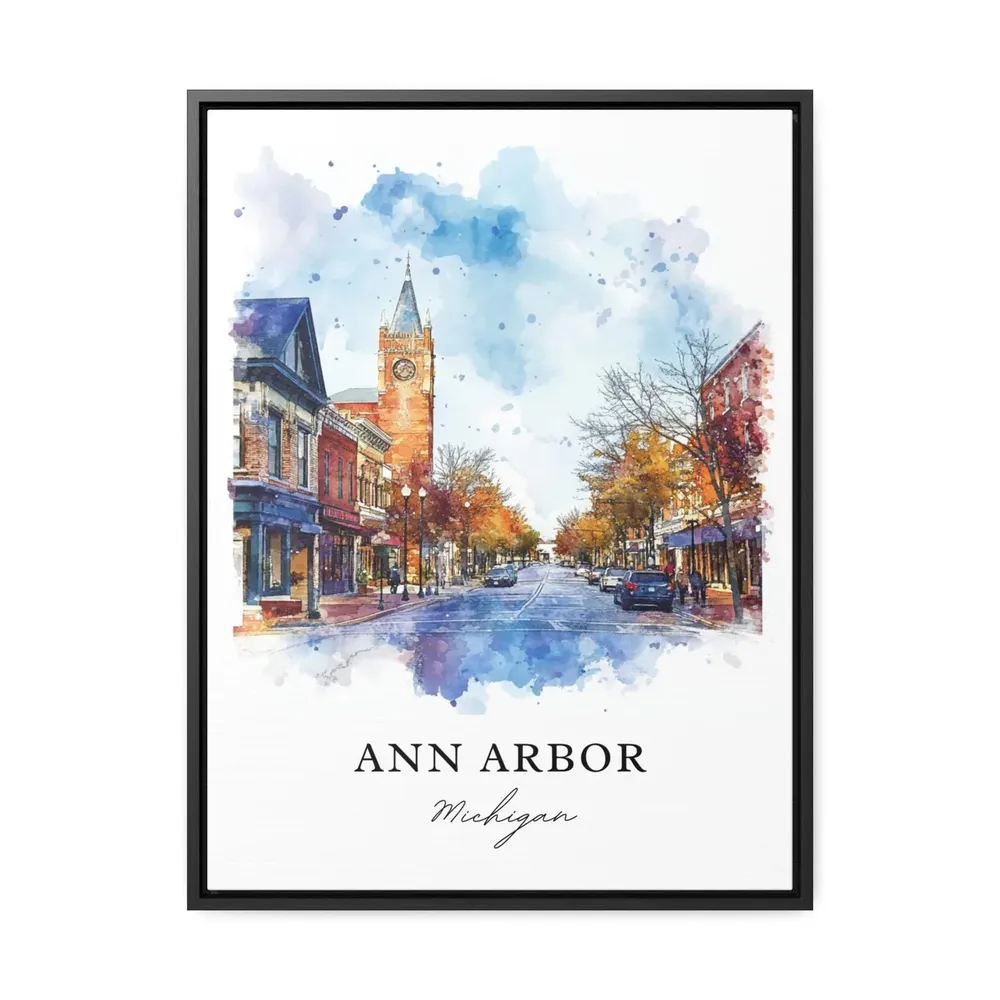 Ann Arbor Watercolor Michigan Travel Poster Art Print