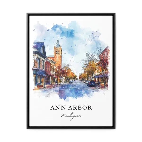 Ann Arbor Watercolor Michigan Travel Poster Art Print