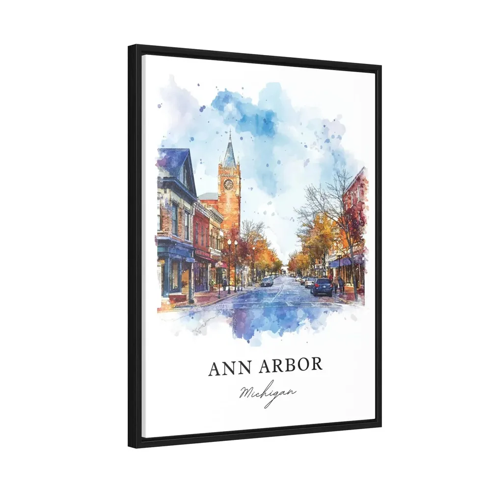 Ann Arbor Watercolor Michigan Travel Poster Art Print - Image 2