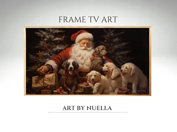 Christmas Dog Art Print, Holiday Pet Portrait