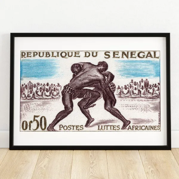 Senegalese Wrestling Vintage African Art Print