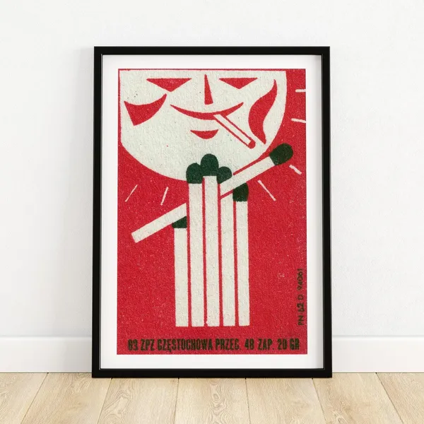 Smiling Sun Matchbox Print, Vintage Eastern Europe