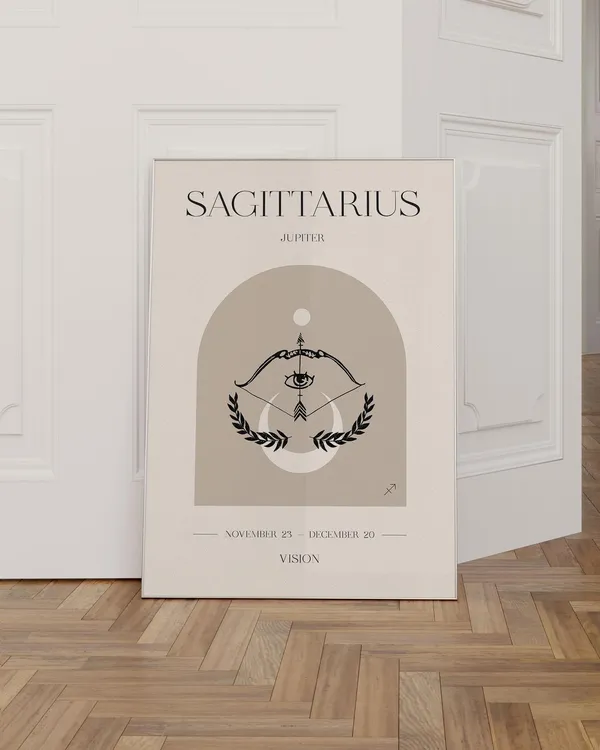 Sagittarius Zodiac Sign Boho Art Print