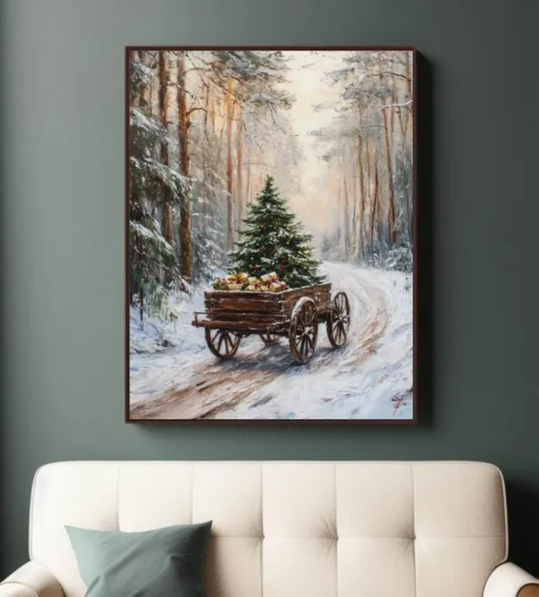 Christmas Tree Print, Winter Scene Art Print