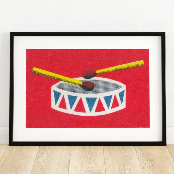 Drum Matchbox Vintage Eastern Europe Travel Poster
