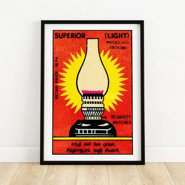 Bright Light Matchbox Vintage India Art Print