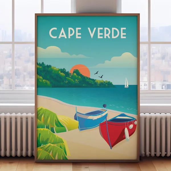 Cape Verde Retro Travel Poster, Portugal Art Print