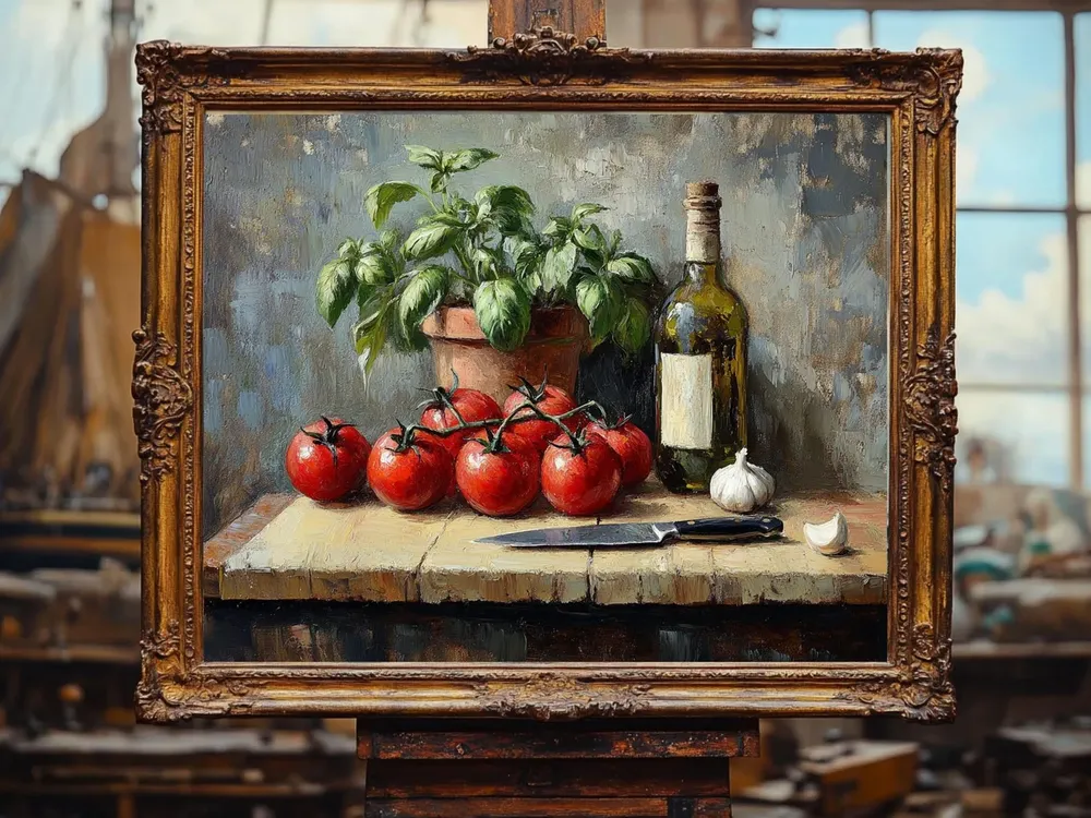 Still Life Food Rustic Kitchen Oil Painting Art Print - Image 3