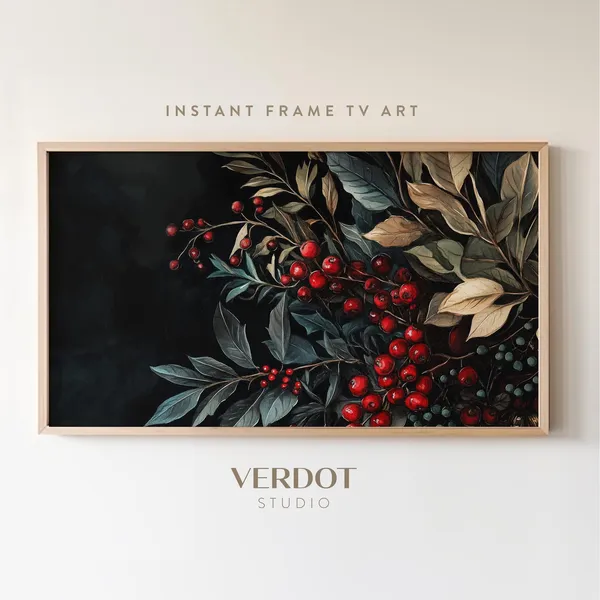 Winter Berry Christmas Vintage Holiday Botanical Art Print
