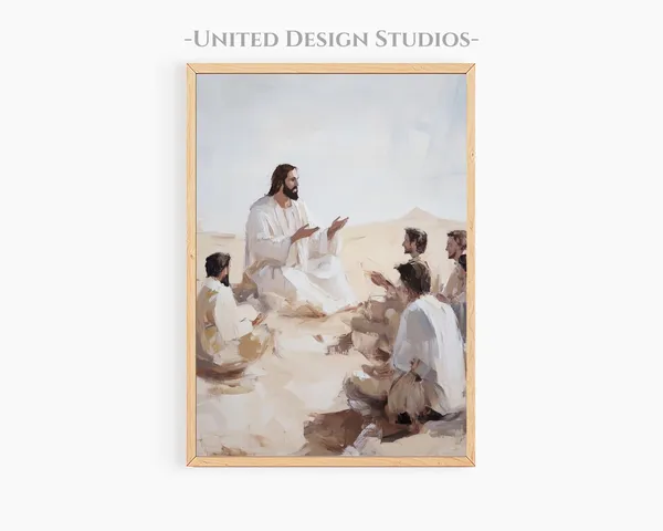 Jesus Teaching His Disciples, Christian Art Print