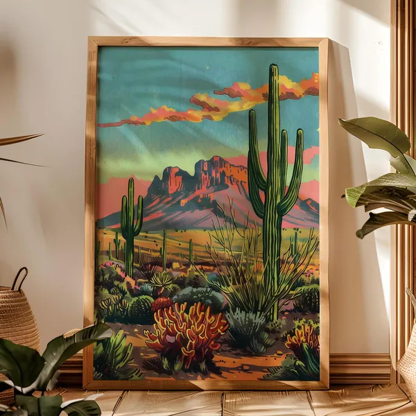 Desert Sunset, Arizona Southwestern Art Print